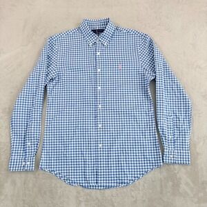 Polo Ralph Lauren Slim Fit Shirt in Blue Gingham Check Men Large Pink Pony Prepp